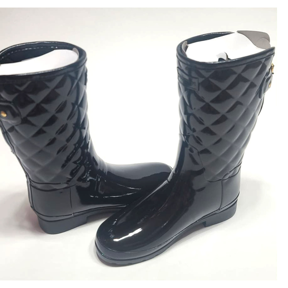 Hunter refined gloss quilt short black boots women's size 7 - Picture 7 of 15